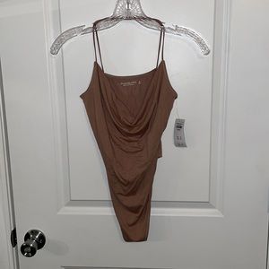NWT! NNW! A&F tan cowl neck bodysuit - Size Medium